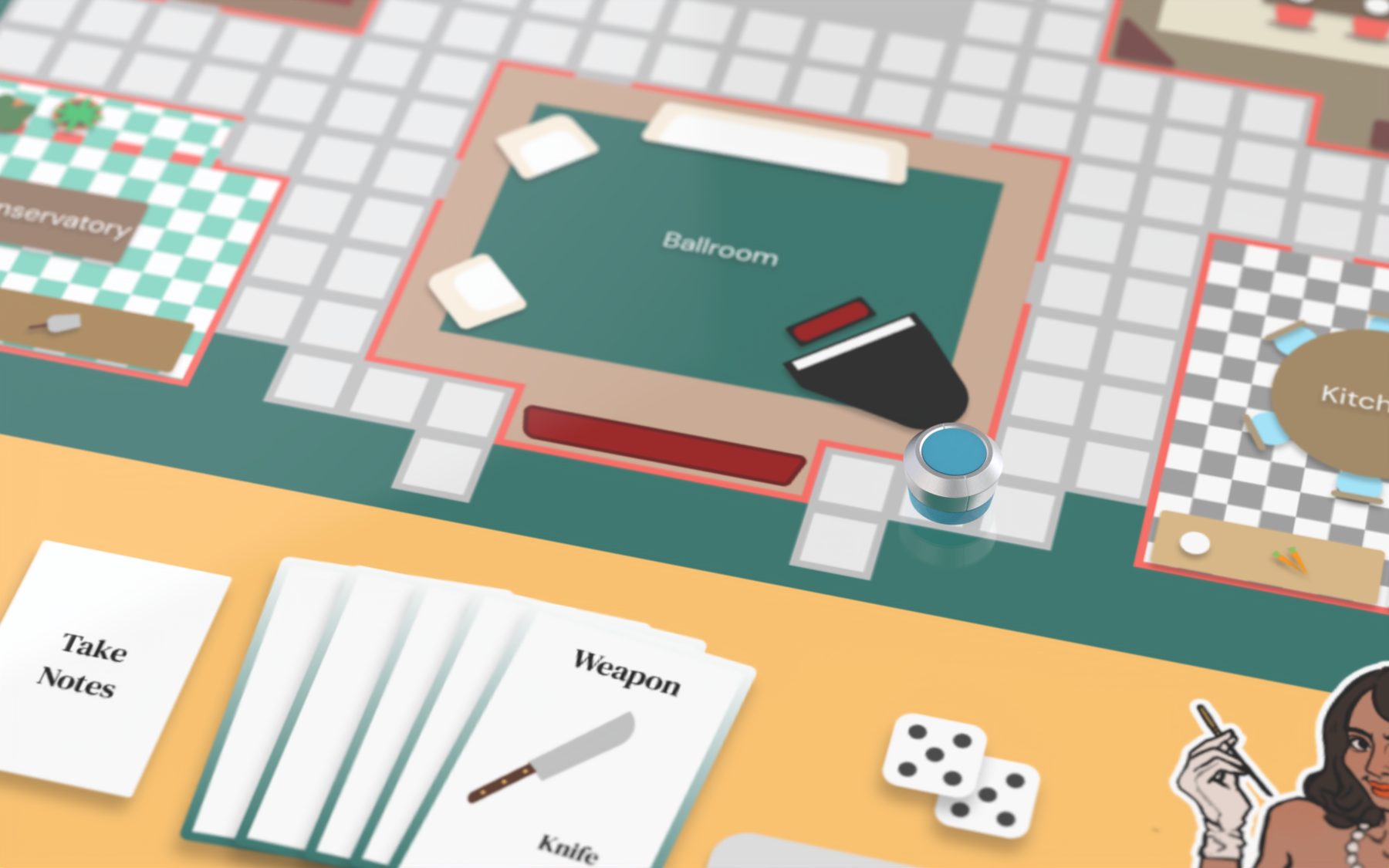 Piece in play on the Clue board